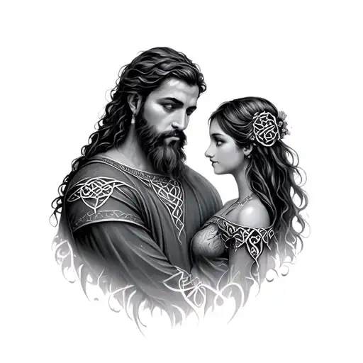 Celtic Father Daughter tattoo design idea
