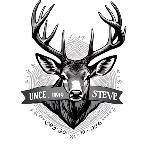 deer antlers that says uncle Steve with 09/06/1990-08/30/2016  tattoo design idea