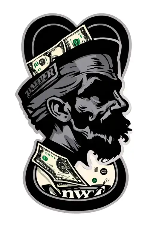 barbershop, money and envy tattoo design idea