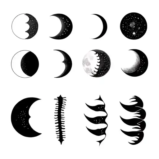 phases of the moon for spine tattoo tattoo design idea