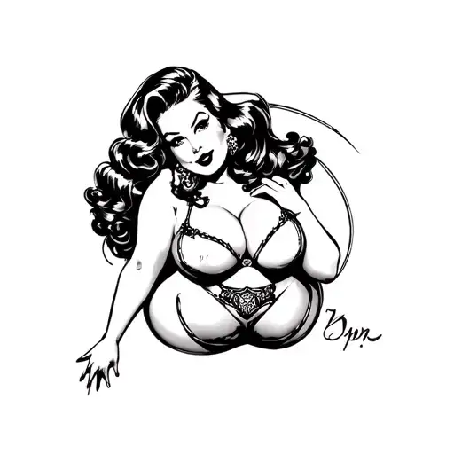 chubby slutty pin up tattoo design idea