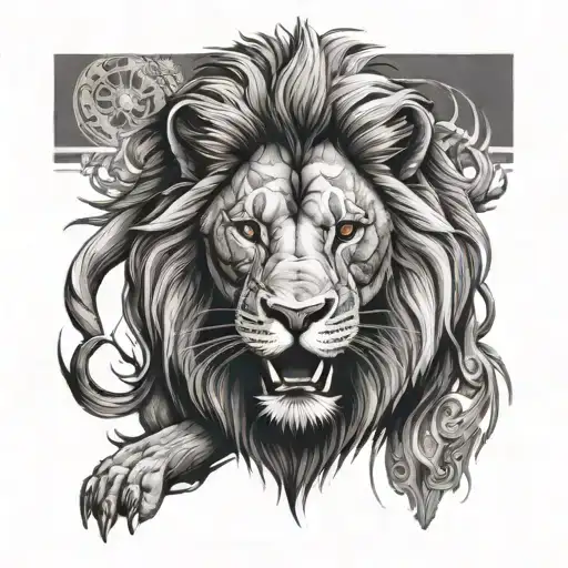 statue of a lion tattoo design idea