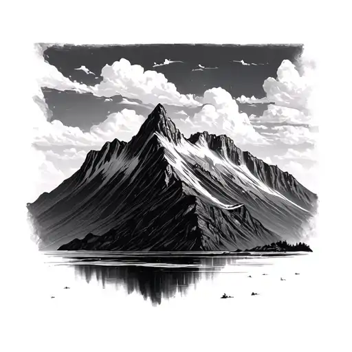 table mountain scene tattoo design idea