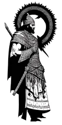 Ancient Mythological Turkish Warrior tattoo design idea