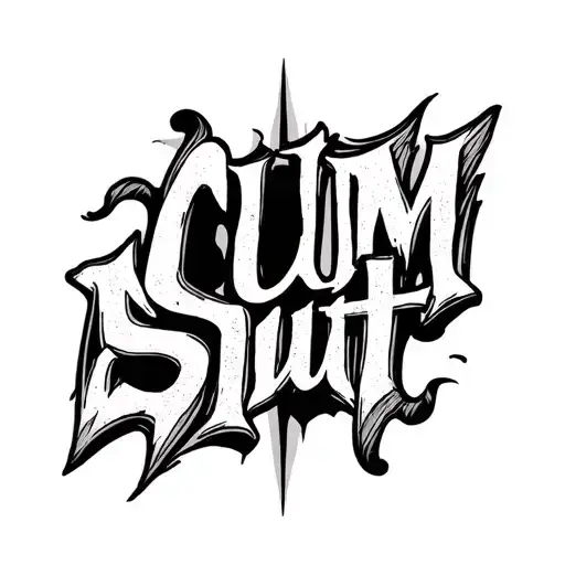 "Cum Slut" stylish text tattoo design idea