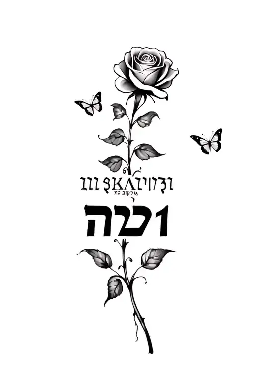 "HEBREW 12:11" "HEBREW 12:11" a rose with butterflys souronding tattoo design idea