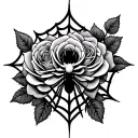 Spider web with roses and spider tattoo design idea