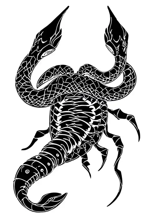 snake and scorpion made tattoo design idea