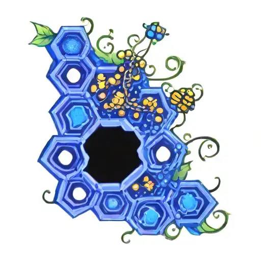 honeycomb and vine intertwined tattoo design idea