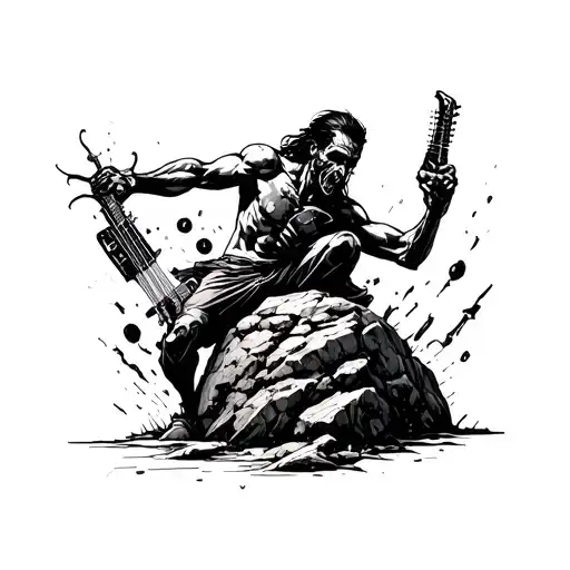 sisifo pushing a rock tattoo design idea