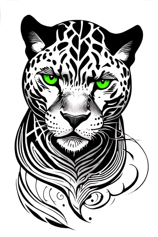 black panther with green eyes tattoo design idea