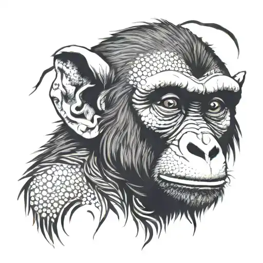feral monkey tattoo design idea