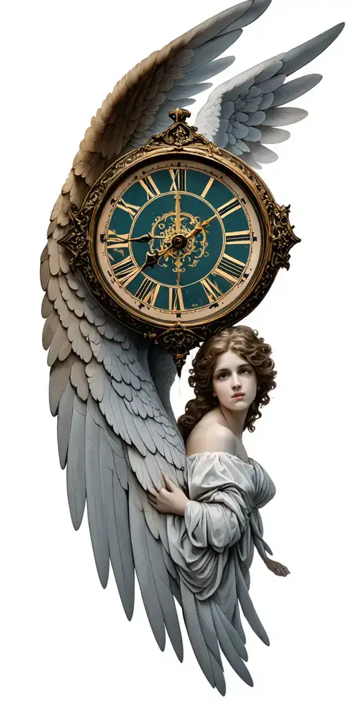 enzo circle clock angel wings tattoo design idea