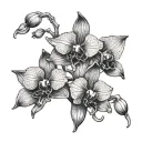 full black orchid with orange tattoo design idea
