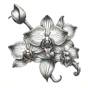 full black orchid with orange tattoo design idea