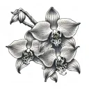full black orchid with orange tattoo design idea