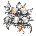 full black orchid with orange tattoo design idea