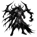 dark fantasy knight behind shadow demon tattoo design idea