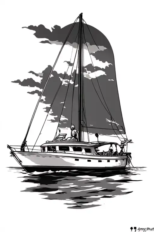 Jimmy Buffett's boat sailing tattoo design idea
