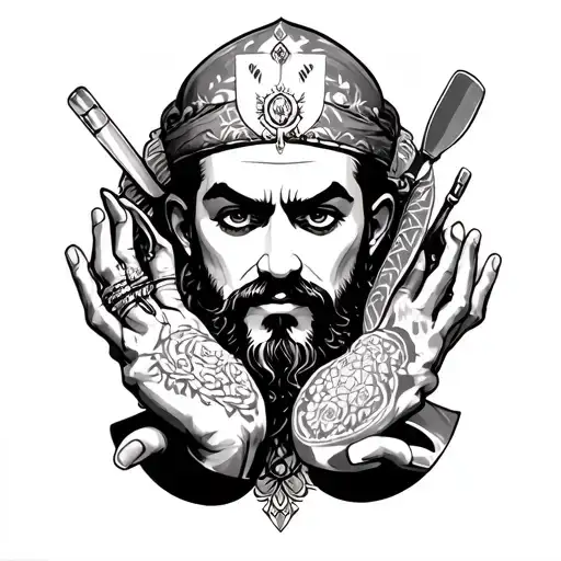 Generate the tattoo sultan from Lulia Kebab in the hands like Freddie Kruger tattoo design idea