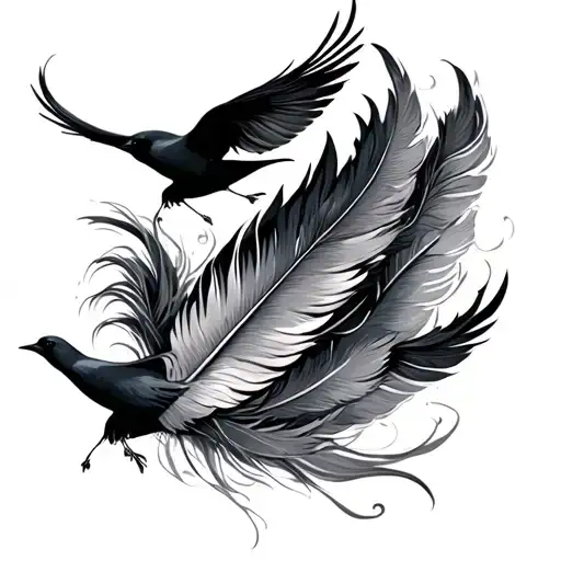 feathers and birds flying away tattoo design idea