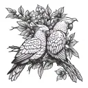 3 outline cockatoos sitting on a branch tattoo design idea