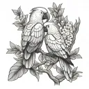 3 outline cockatoos sitting on a branch tattoo design idea