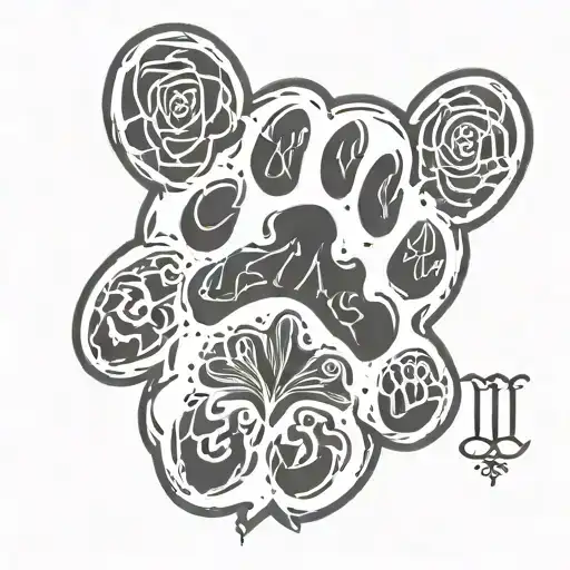dog paw print with his name Maximus   tattoo design idea