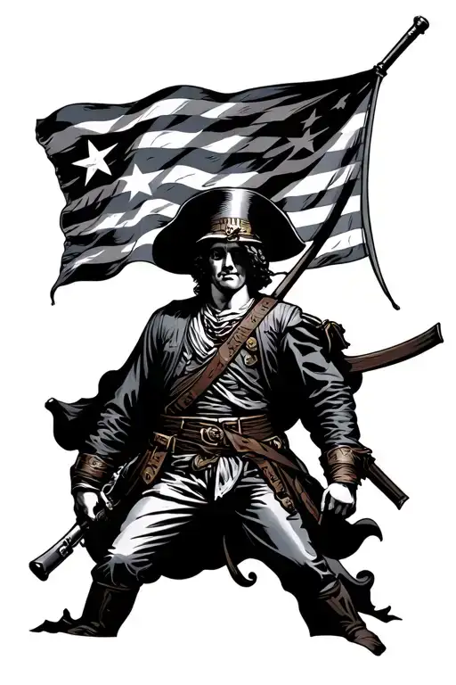 1776 13 star flag with minuteman tattoo design idea