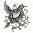 serpent and dove tattoo design idea