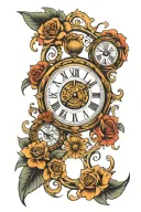 roman numeral clock tattoo design idea