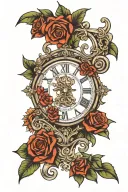 roman numeral clock tattoo design idea