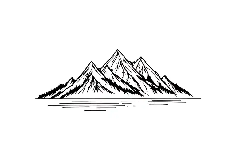 grand teton mountains minimalist  tattoo design idea