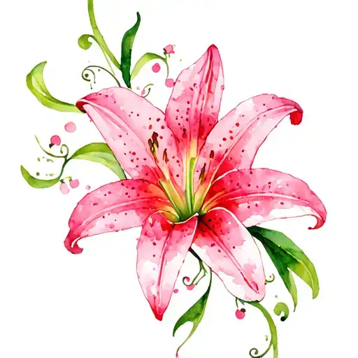 pink lily flower vine spin tattoo tattoo design idea
