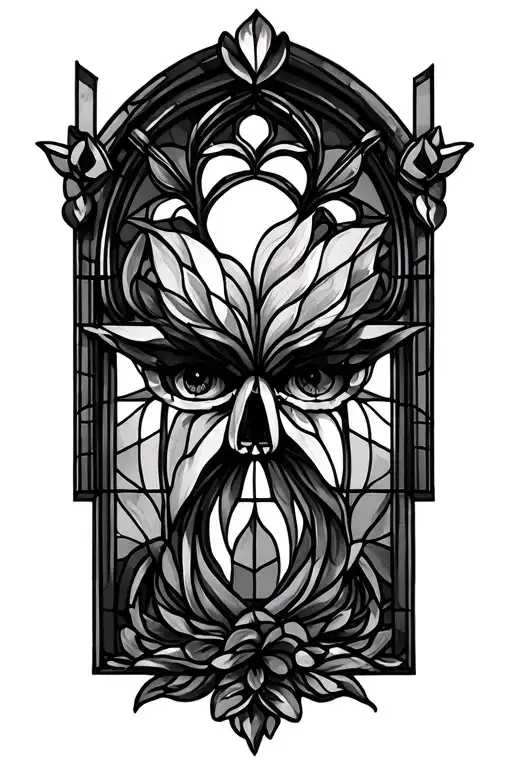stain glass window tattoo design idea