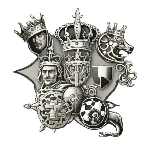 4 kings and 4 queens, football tattoo design idea