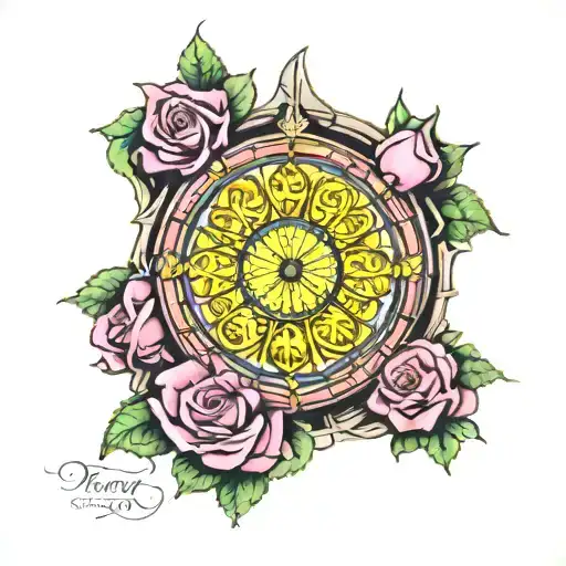 notre dame rose window tattoo design idea