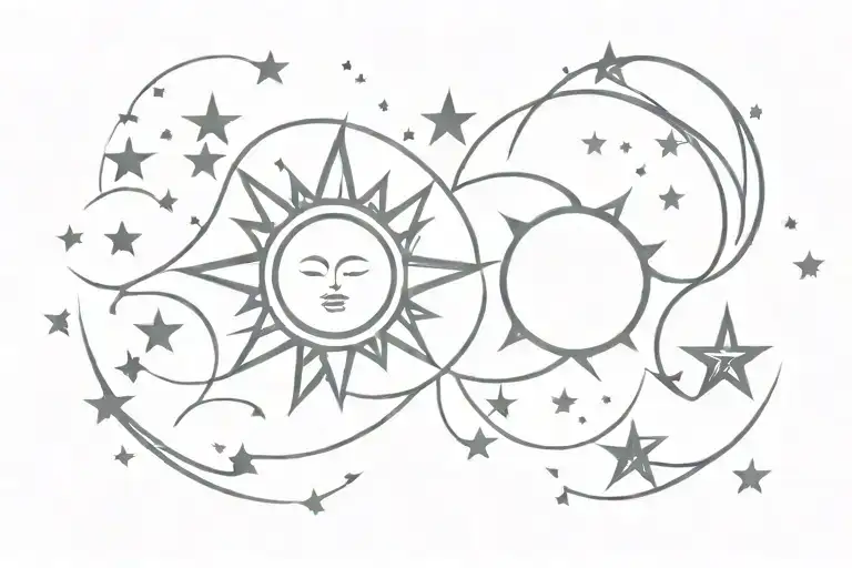 live by the sun love by the moon star tattoo design idea