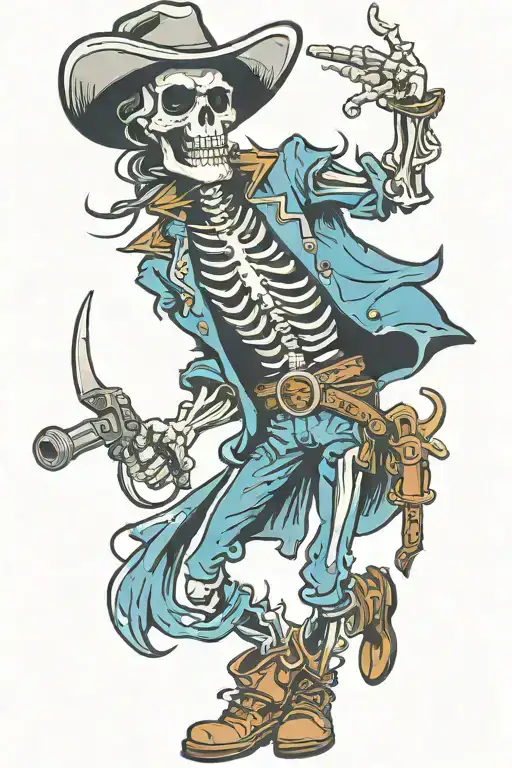cowboy skeleton tattoo design idea