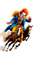 art the clown with brown background with horses running tattoo design idea