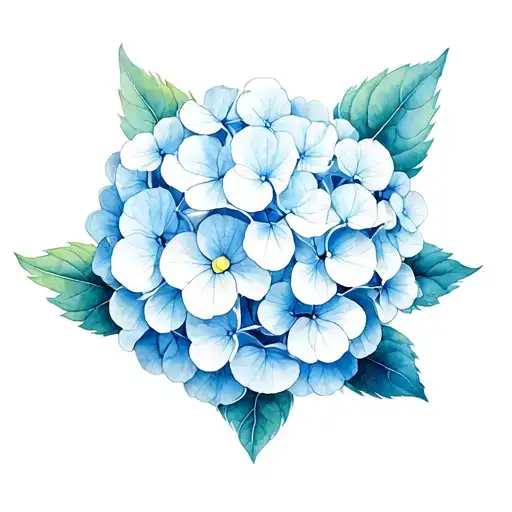 hydrangea, white and blue tattoo design idea