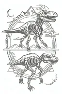 ufo and dinosaur skeleton tattoo design idea