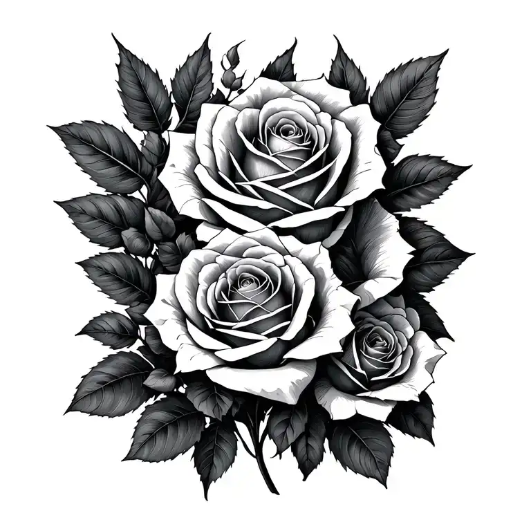 Dates from birth in figures with growth roses tattoo design idea