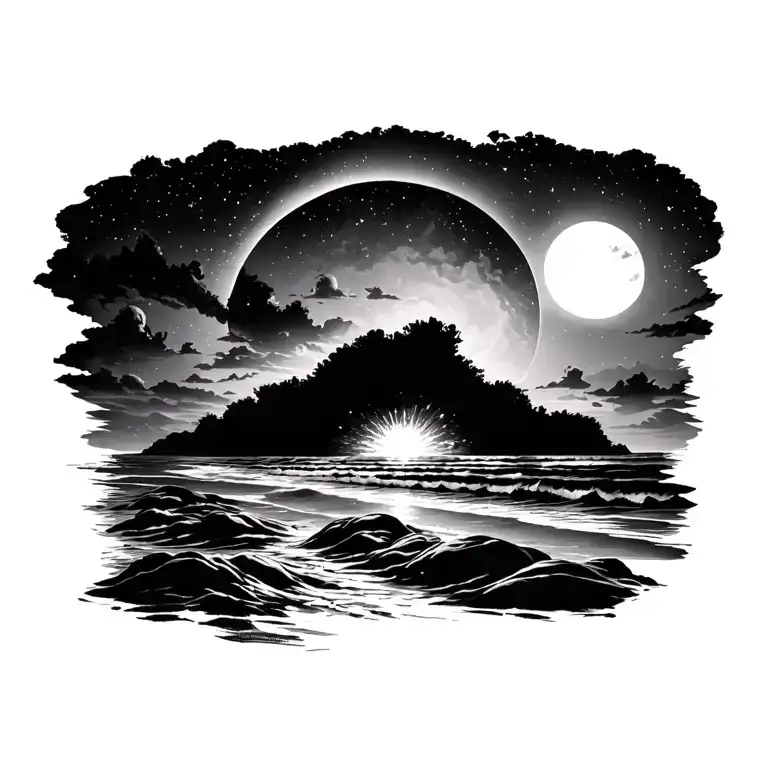 southern cross stars beaches sunsets tattoo design idea