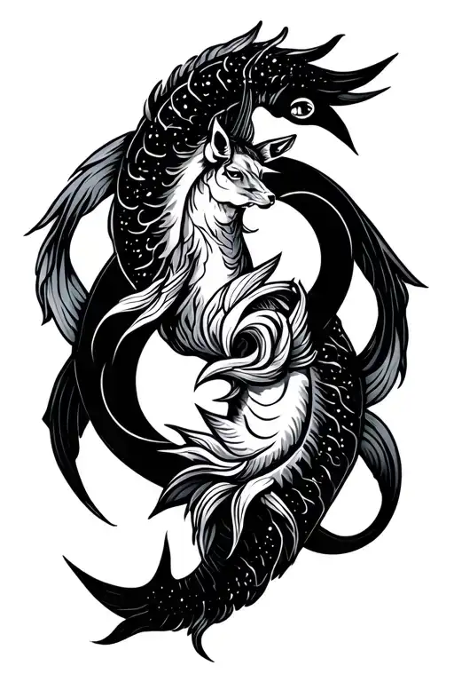 Sagittarius Pisces and Taurus zodiac symbol tattoo design idea