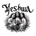 The name Yeshua with little children around tattoo design idea