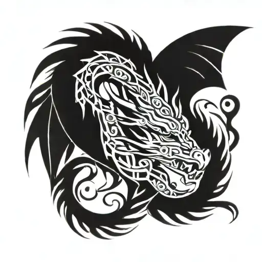 dragon and leo zodiac sign tattoo design idea