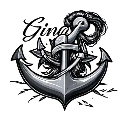 i want my daughters name Gina and a anker tattoo design idea