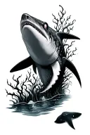 whale shark with 2 stingrays and seaweed tattoo design idea