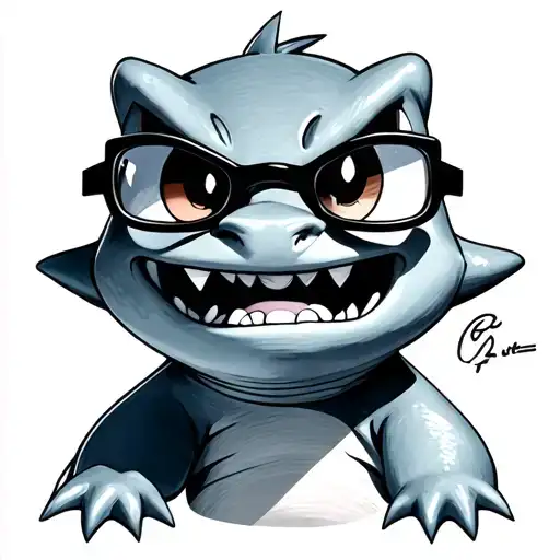 Charmander with glasses on his face, angry tattoo design idea